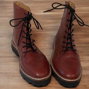 Women's Burgundy Madewell Combat Style Boots in size 9.5